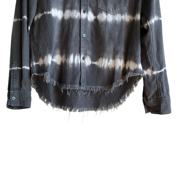 Rails Ingrid Raw Hem Casual Button Down Shirt XS Coal White Waves Grey White - Picture 10 of 15